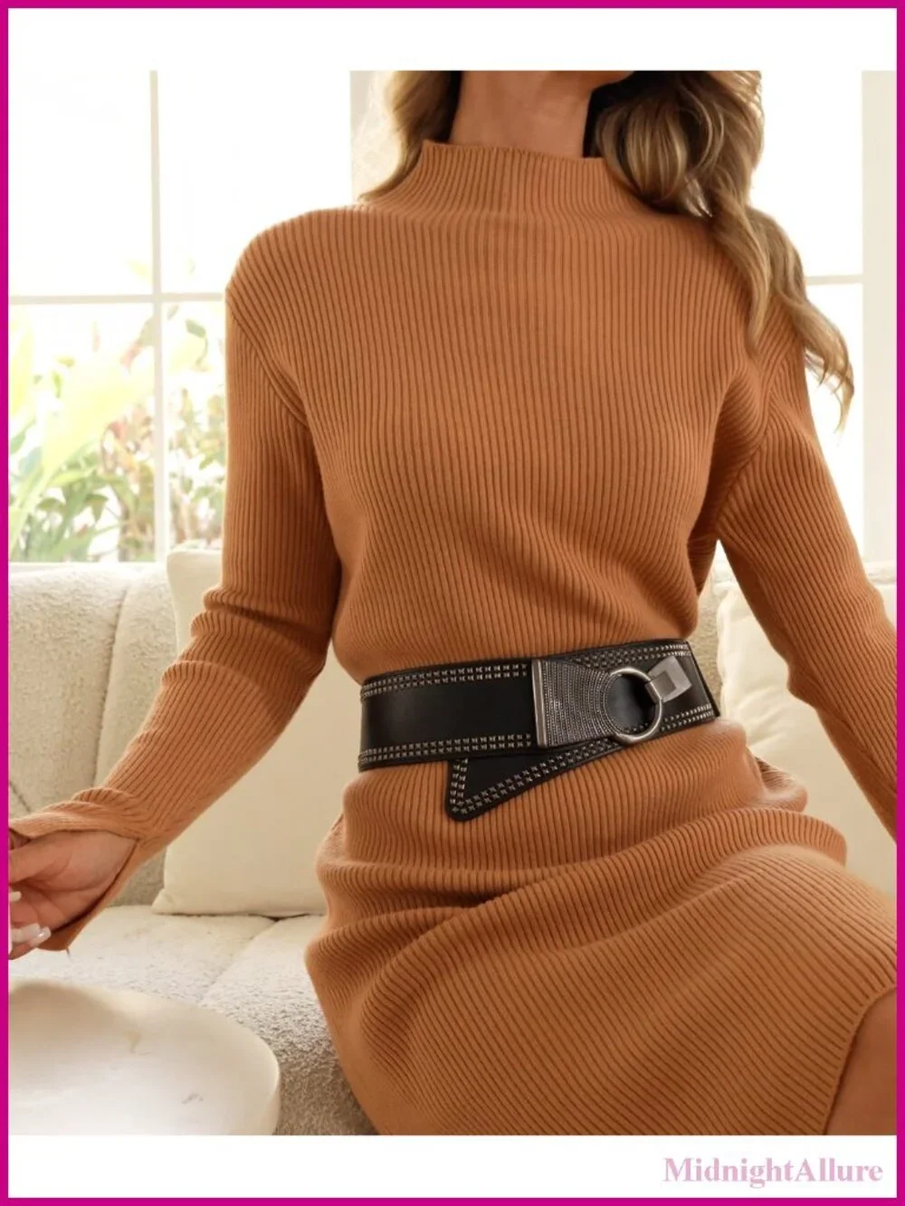 Faux Leather Wide Gothic Pyramid Stud Belt with Hook Buckle